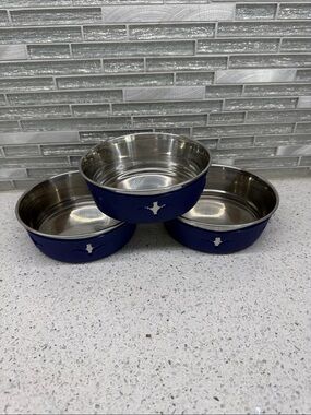 Disney Navy Blue Stainless Steel Dog Bowl Set with Star Cutouts - 3 Pack